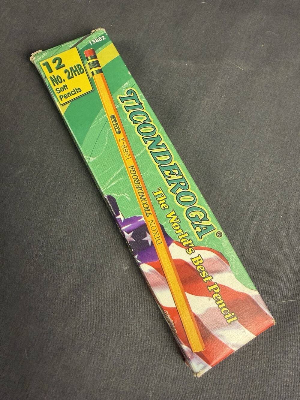 Vintage Dixon Ticonderoga Pencils 13882 No. 2 Soft 10 Count - Made in USA